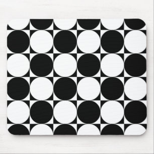 BLACK AND WHITE CIRCLES MOUSE MAT