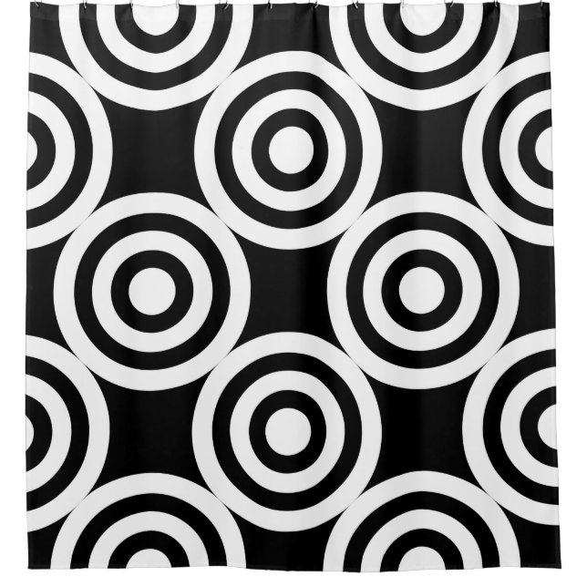 Black and White Circles Pattern Shower Curtain (Front)
