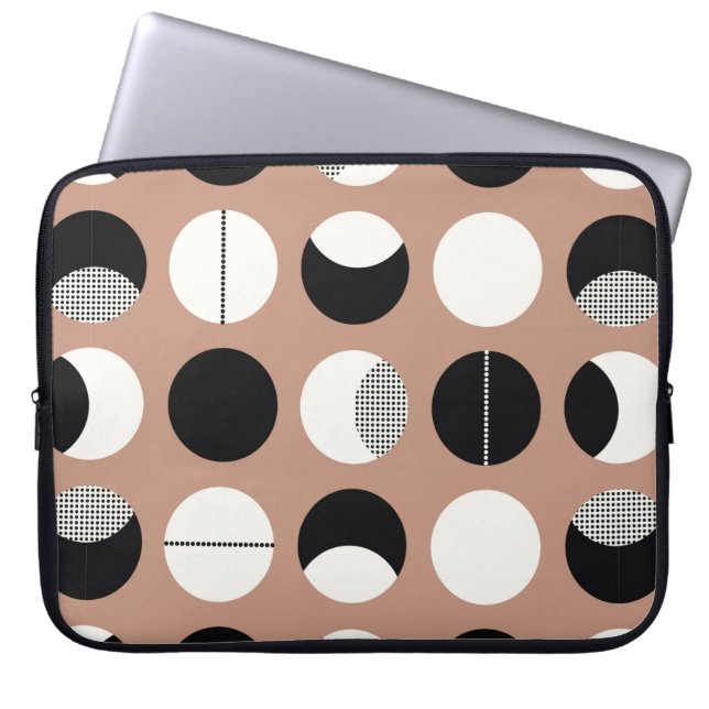 Black and white circles seamless pattern laptop sleeve (Front)