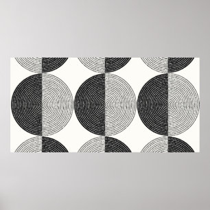 Black and white circles seamless pattern poster