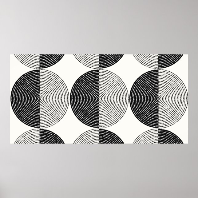 Black and white circles seamless pattern poster (Front)