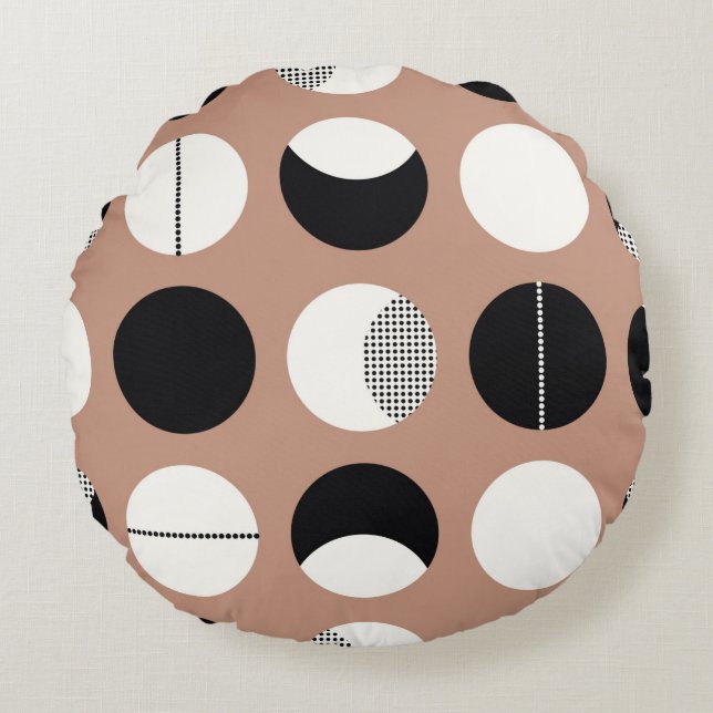 Black and white circles seamless pattern round cushion (Front)