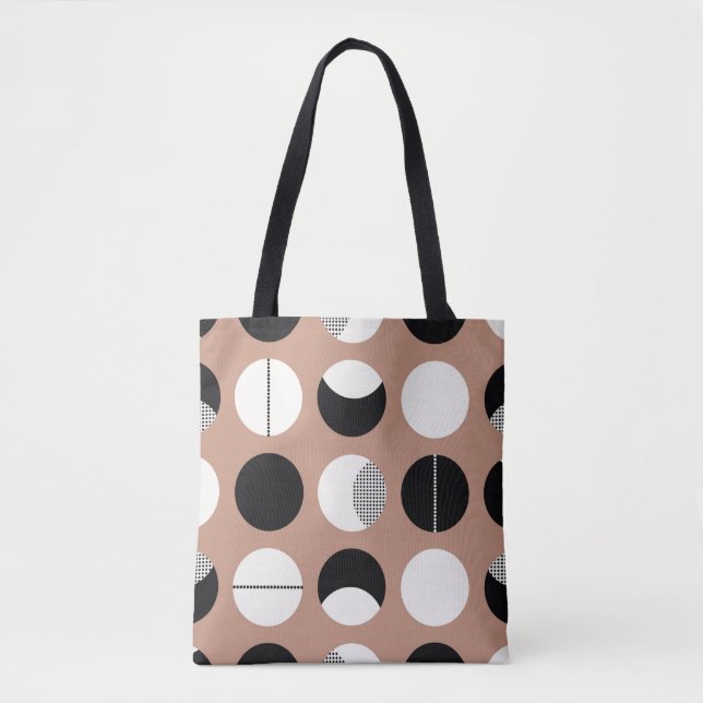 Black and white circles seamless pattern tote bag (Front)