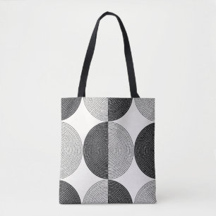 Black and white circles seamless pattern tote bag