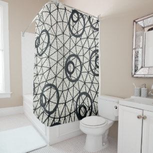 Black and White Circles  Shower Curtain