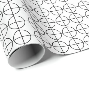 Black and White Circles Stripes Wrapping Paper