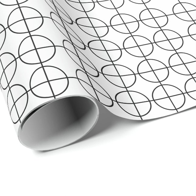 Black and White Circles Stripes Wrapping Paper (Roll Corner)