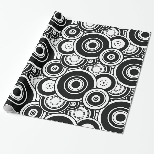 Black and White Circles Wrapping Paper (Unrolled)
