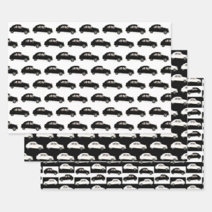 Black And White Citroen 2 CV Pattern Wrapping Paper Sheet
