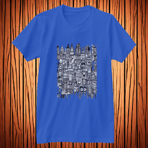 Black and white city art AI Art T-Shirt