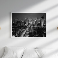 Black and White City Lights Skyline Wall Art