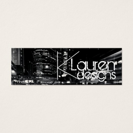 black and white city skinny business card