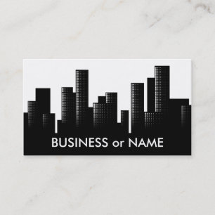 black and white cityscape business card