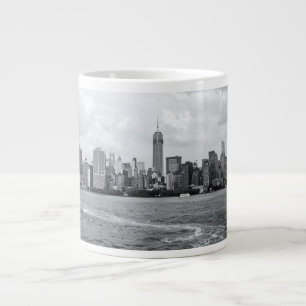 Black and white cityscape large coffee mug