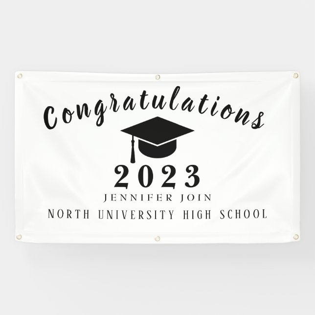 Black And White Class Of 2023 Graduation Banner (Horizontal)