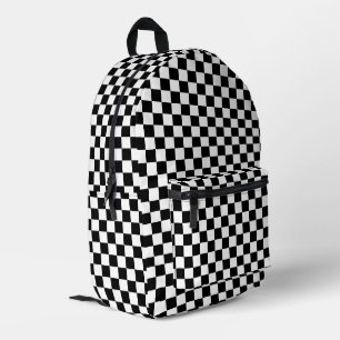 Black and White Classic Check Pattern Printed Backpack