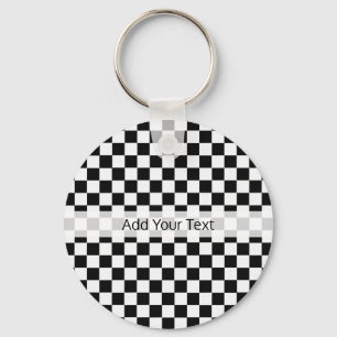 Black and White Classic Checkerboard by STaylor Key Ring