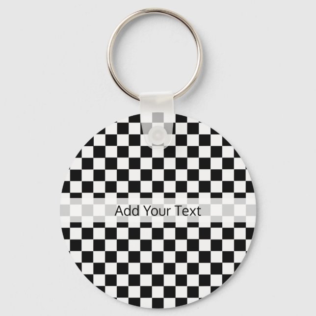 Black and White Classic Checkerboard by STaylor Key Ring (Front)