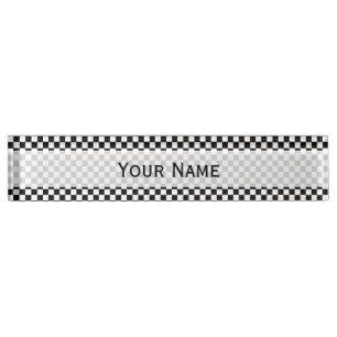 Black and White Classic Checkerboard by STaylor Nameplate