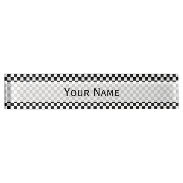 Black and White Classic Checkerboard by STaylor Nameplate (Front)