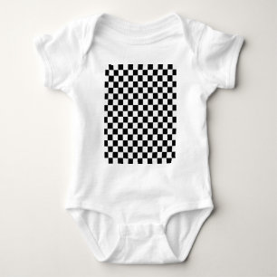 Black And White Classic Chequerboard Baby Bodysuit