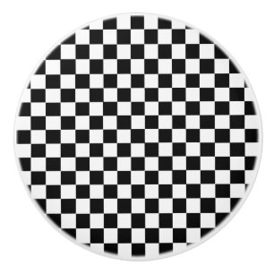 Black and White Classic Chequerboard by STaylor Ceramic Knob