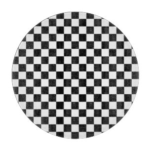 Black And White Classic Chequerboard by STaylor Cutting Board