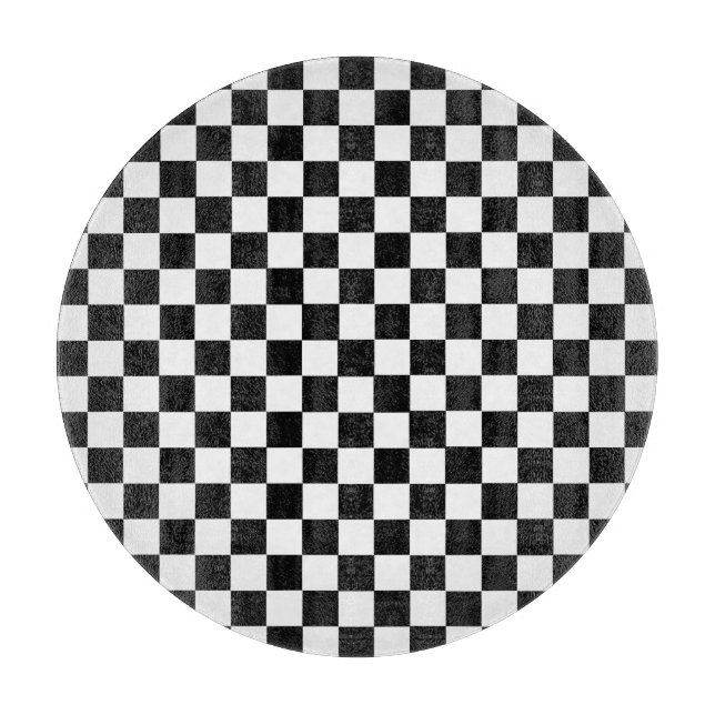 Black And White Classic Chequerboard by STaylor Cutting Board (Front)