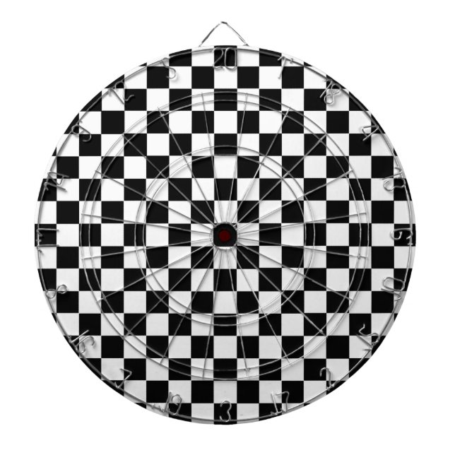 Black and White Classic Chequerboard by STaylor Dartboard (Front)