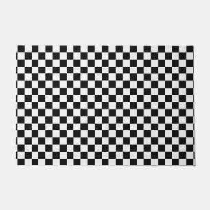 Black And White Classic Chequerboard by STaylor Doormat