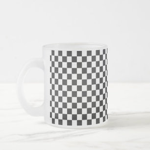 Black and White Classic Chequerboard by STaylor Frosted Glass Coffee Mug