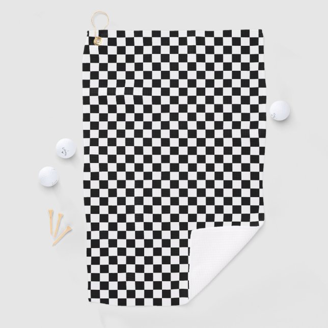 Black and White Classic Chequerboard by STaylor Golf Towel (InSitu)