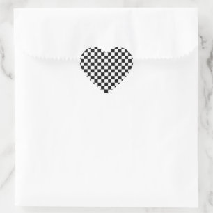 Black and White Classic Chequerboard by STaylor Heart Sticker