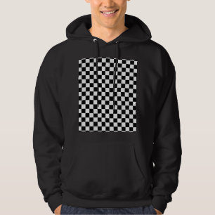Black And White Classic Chequerboard by STaylor Hoodie
