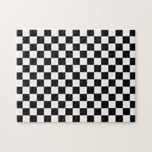 Black and White Classic Chequerboard by STaylor Jigsaw Puzzle