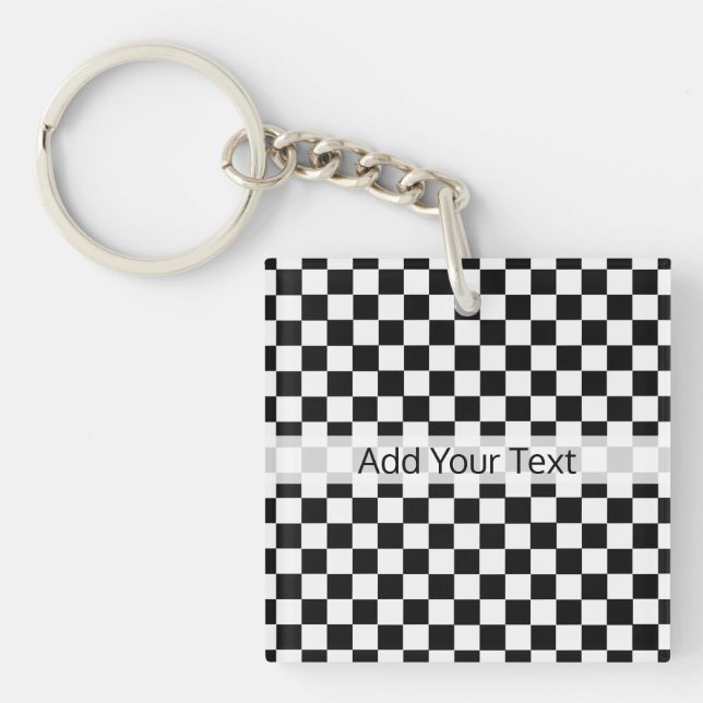 Black and White Classic Chequerboard by STaylor Key Ring (Front)