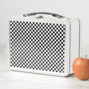 Black and White Classic Chequerboard by STaylor Metal Lunch Box