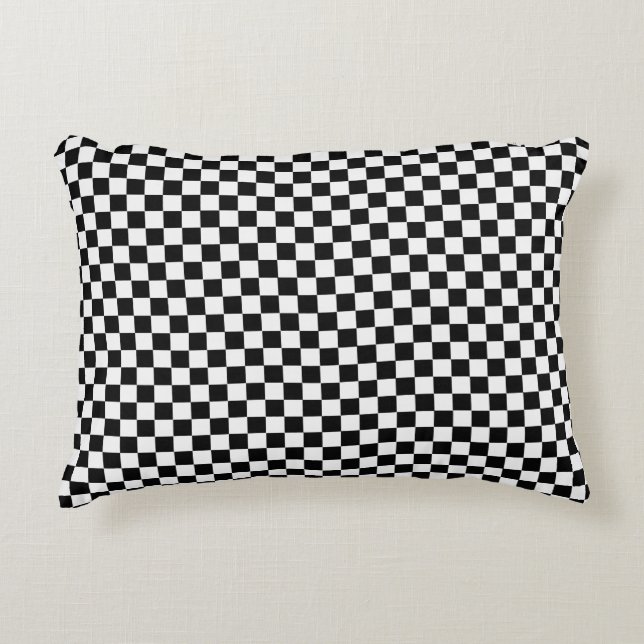 Black And White Classic Chequerboard STaylor Decorative Cushion (Front)