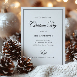 Black and White Classic Elegance   Christmas Party Invitation