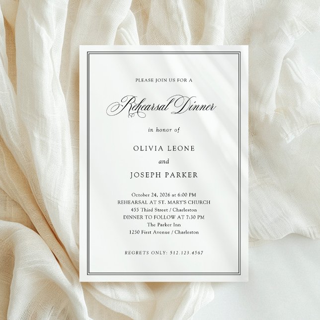Black and White Classic Elegance Rehearsal Dinner Invitation (Creator Uploaded)