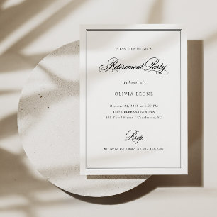Black and White Classic Elegance Retirement Party Invitation
