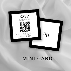 Black and white classic elegant QR RSVP wedding Enclosure Card