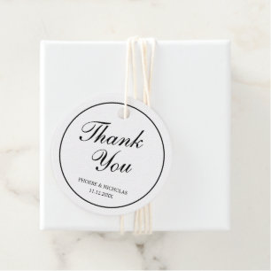Black and White Classic Elegant Wedding Favour Tags