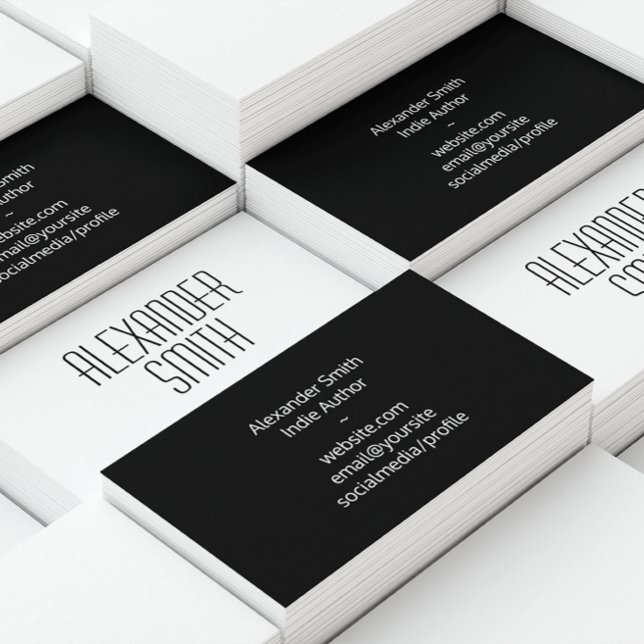 Black and White Classic Font Indie Author Business Card (Creator Uploaded)