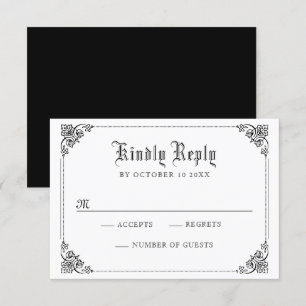 Black and white Classic gothic RSVP Card