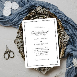 Black and White Classic Italian Elegance Wedding Invitation