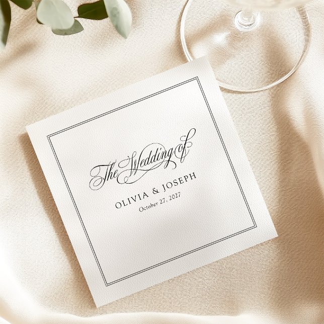 Black and White | Classic Italian Elegance Wedding Napkin (Creator Uploaded)