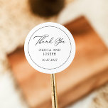 Black and White | Classic Italian Elegance Wedding Round Sticker<br><div class="desc">These simple and elegant,  black and white wedding favour stickers feature classic,  old-world style with romantic calligraphy that says "thank you". Set the tone for your luxe,  sophisticated Italy inspired wedding with this classy,  minimalist design.</div>