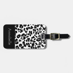 Black and White Classic Leopard Personalize Luggage Tag