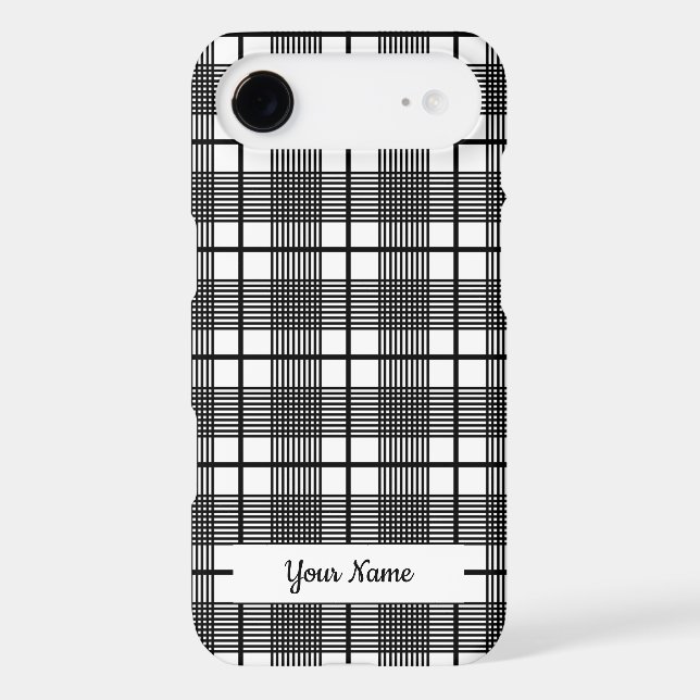 Black and White Classic Plaid Pattern Editable (Back)